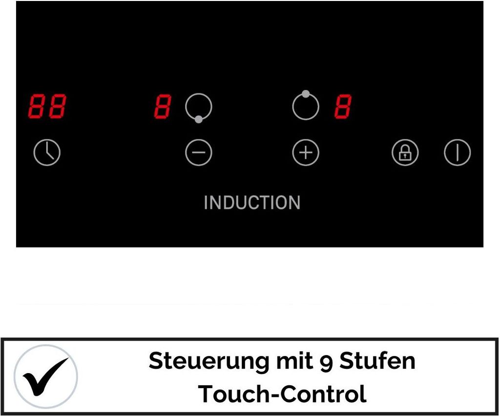 YUNA Induktionskochfeld CALOR EBKI2, Glaskeramik, Touch Produktbild 4