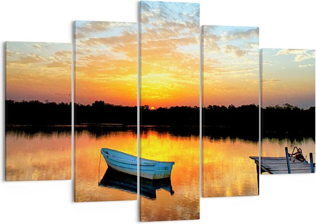 Bild auf Leinwand - Leinwandbild - Landschaft Sommer Meer - 150x100cm - Wand Bild - Wanddeko - Leinwanddruck - Bilder - Kunstdruck - Wanddekoration...