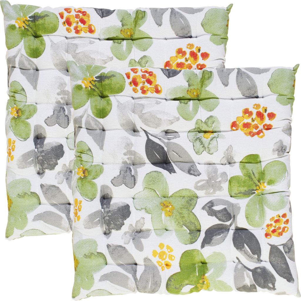 REDBEST Stuhlkissen 2er-Pack grün-grau 40x40x3 cm