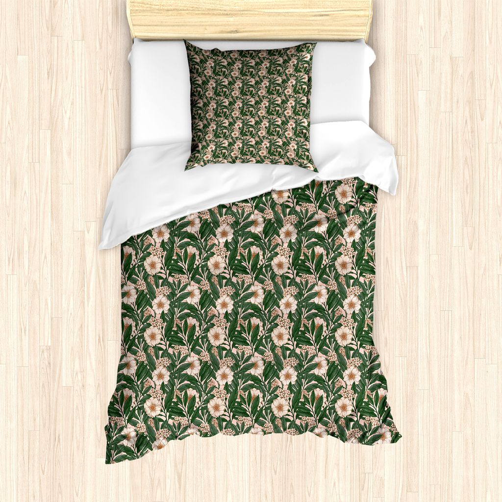 ABAKUHAUS Blumen Bettbezug Set für Einzelbetten, Pinkish Anemone Pflanze, Milbensicher Allergiker geeignet mit Kissenbezug, 135 cm x 200 cm - 80 x...