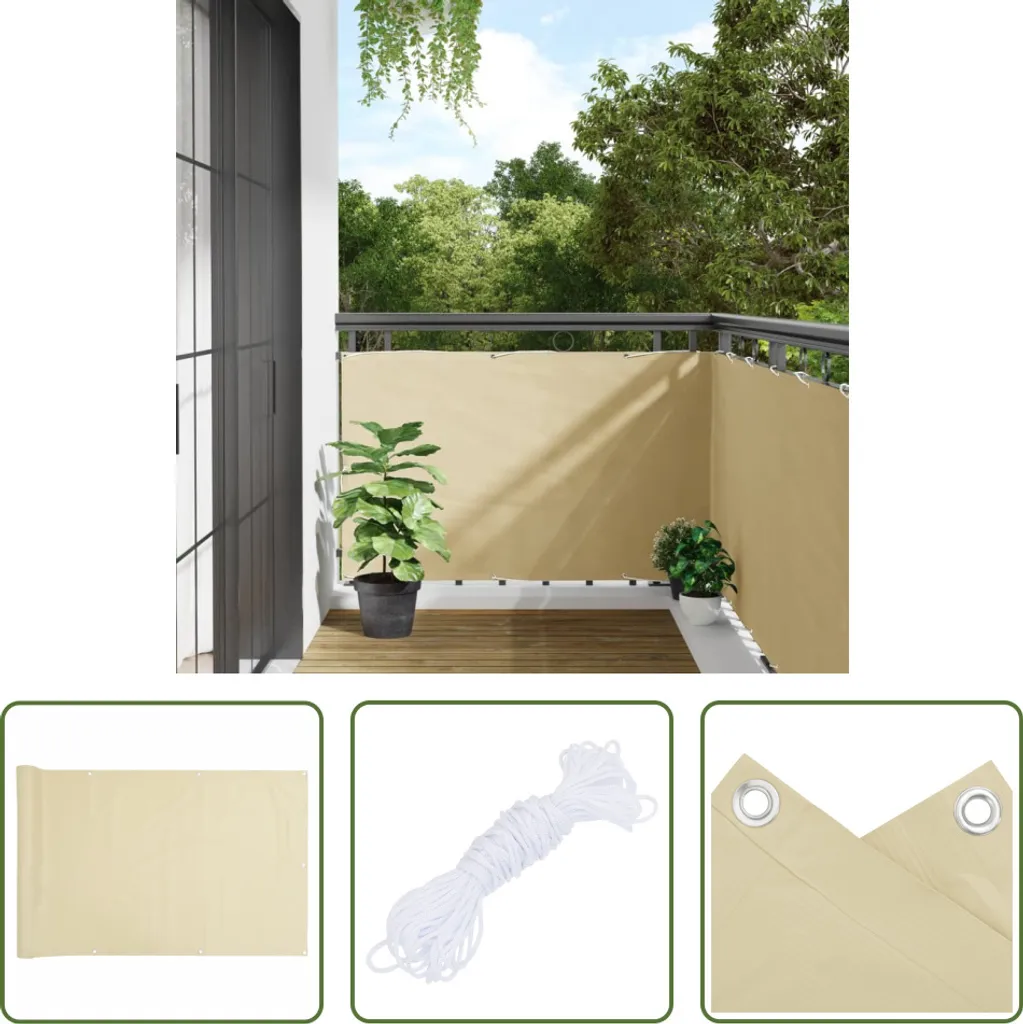 Brise-vue de balcon Crème 500x90 cm PVC pour occultation de jardin