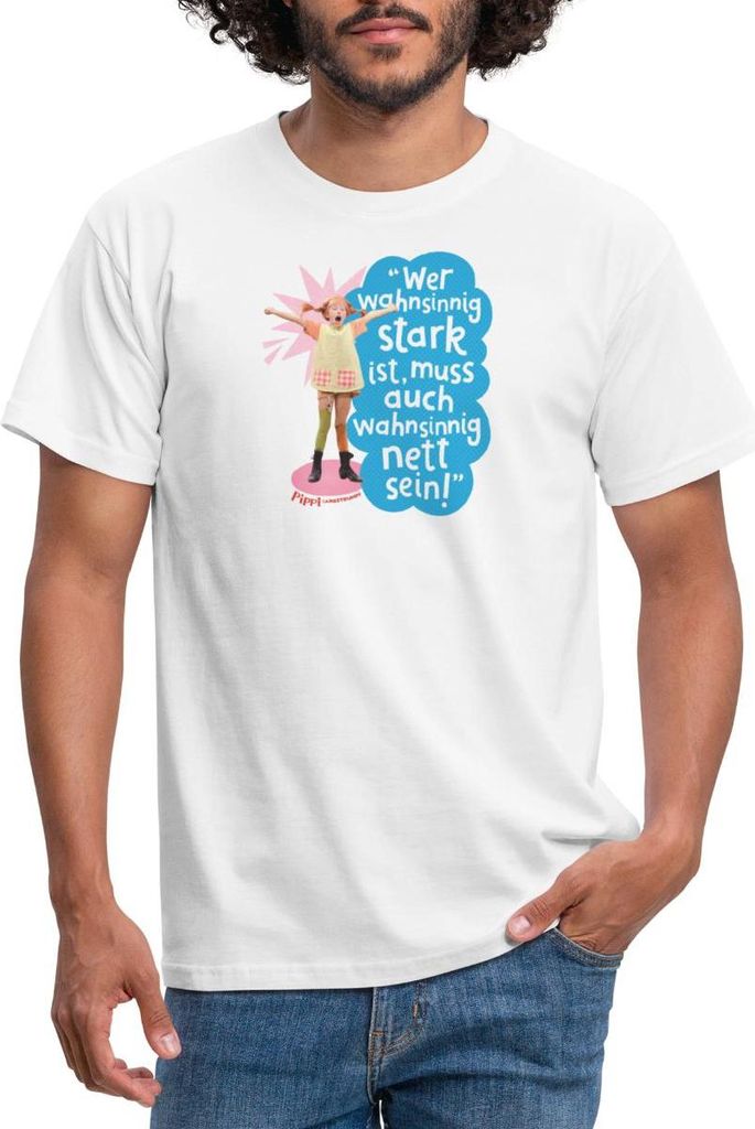 Spreadshirt Pippi Langstrumpf Mit Spruch Männer T-Shirt, S, Weiß