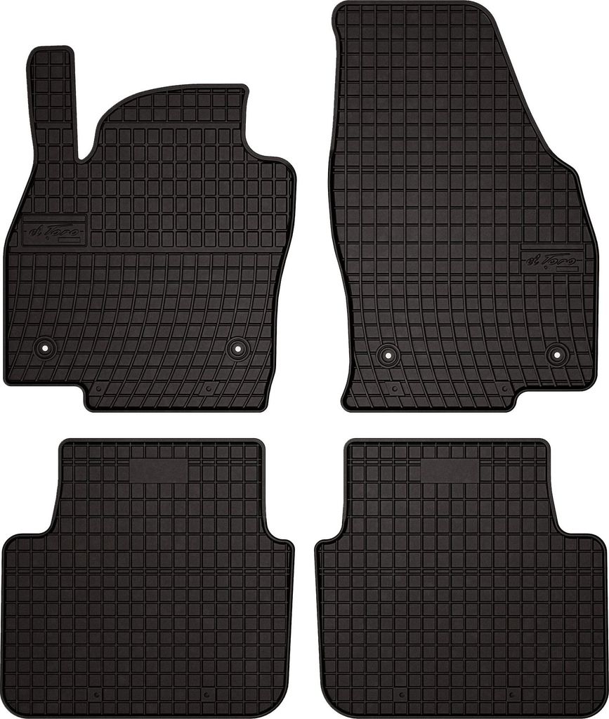 Gummifußmatten passend für Skoda Scala (Schrägheck, Bj. 2019-) – schwarz, passgenau, mit Befestigungen set 4 Stk. - Gummi-Automatten