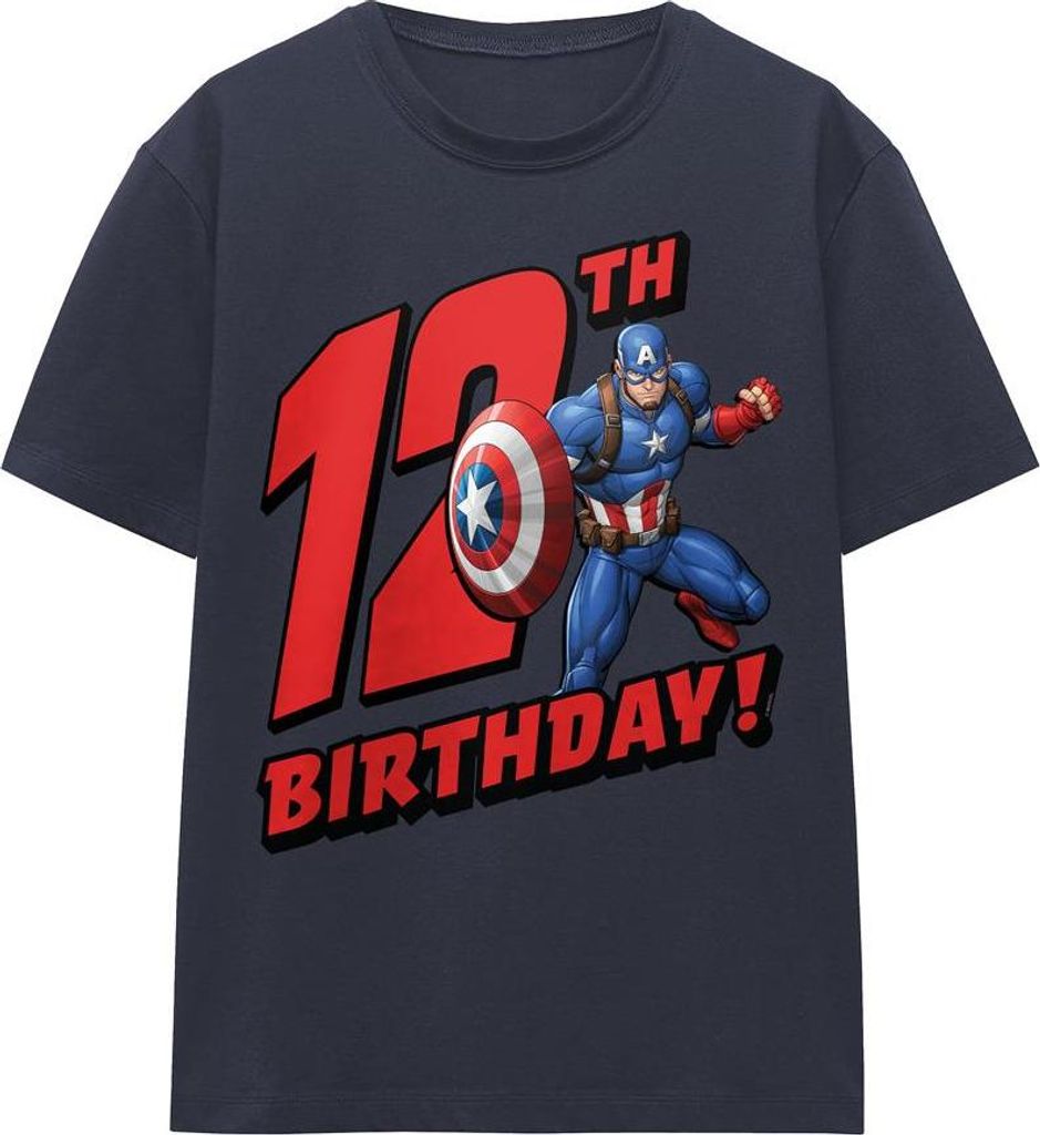 Captain America - T-Shirt für Damen, 12er Geburstag TV25650 (XXL) (Marineblau)