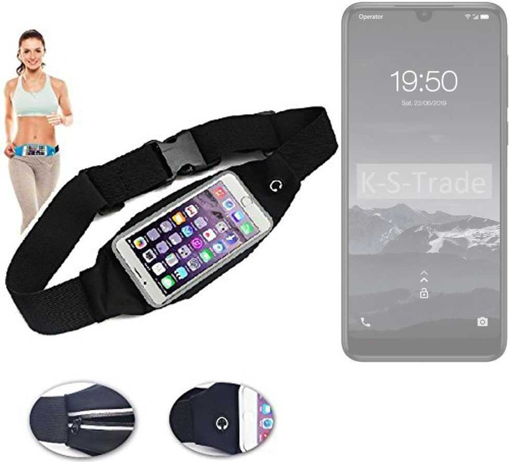 K-S-Trade Jogging-Armband kompatibel mit Qilive Q3 Gürteltasche Umhängetasche Bauchtasche schwarz Sport Running Jogging Fitness Laufen Exercise