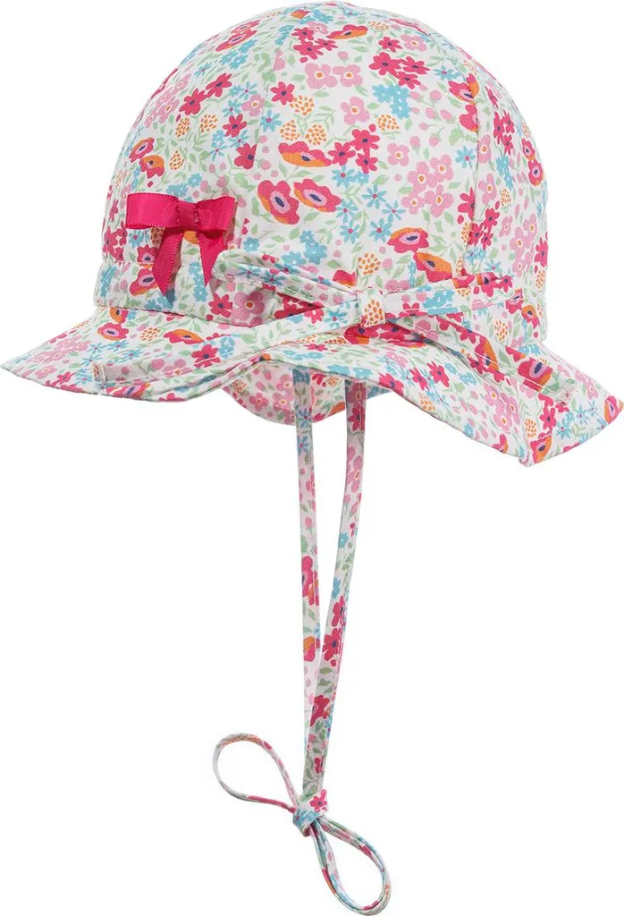 Cappello Sole Neonato Doell Rosa UV30 | Cotone Bio e Design Floreale