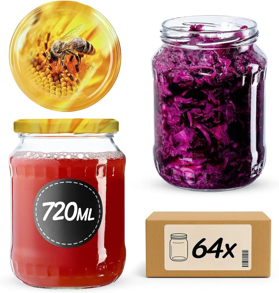 KADAX Jukka Barattoli Vetro 720ml ape 64pz per Marmellate e Regali