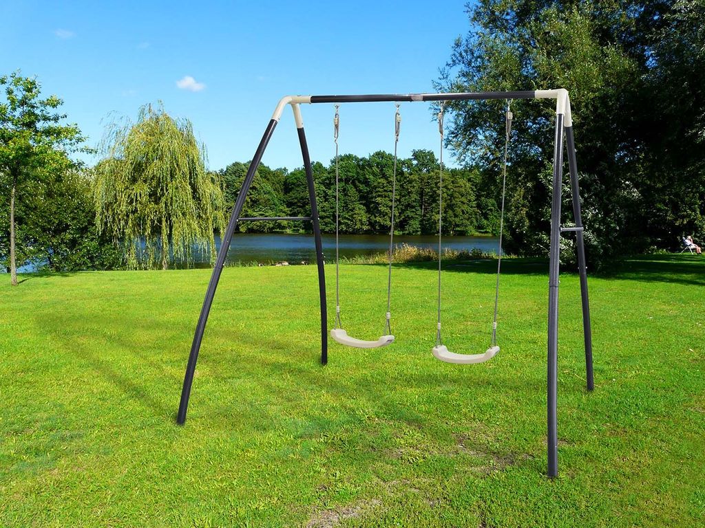 dvojitá oceľová hojdačka 210 x 210 x 217 cm čierna Obrázok produktu 5