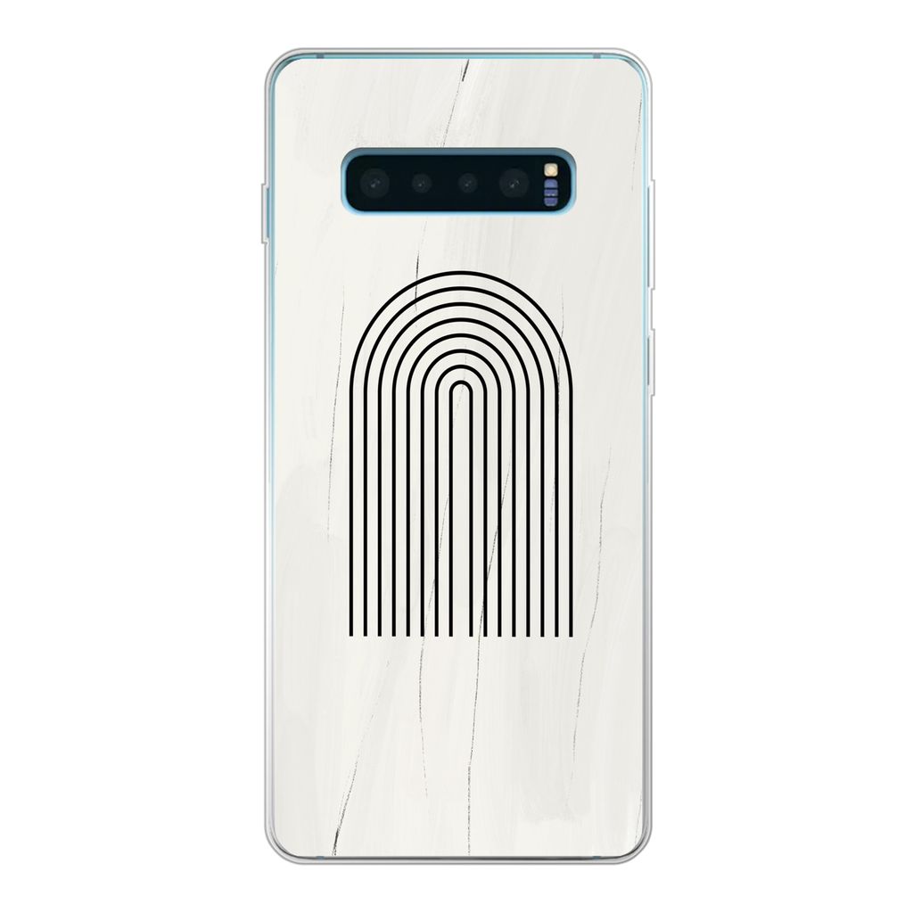 MuchoWow Handyhülle Schutzhülle Hülle für Samsung Galaxy S10 Plus Farbe - Regenbogen - Schwarz - Weiß Silikon Softcase Handy Hülle - Schutz...