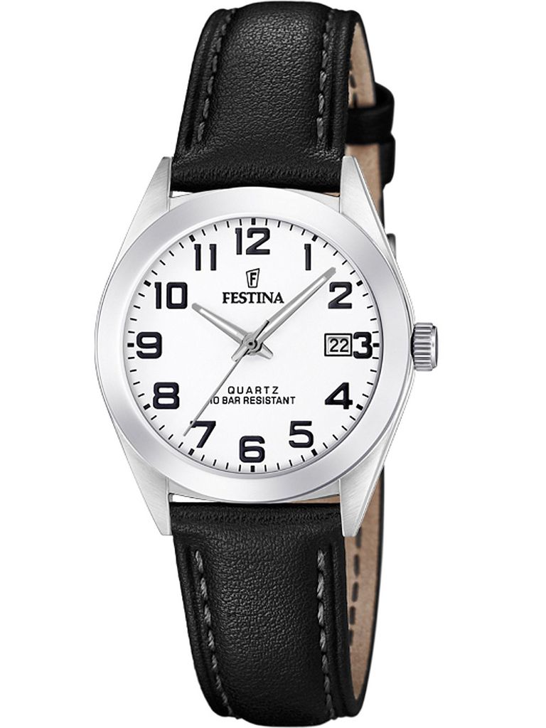 Festina F20447/1 Damenuhr Quarz mit Lederband Schwarz