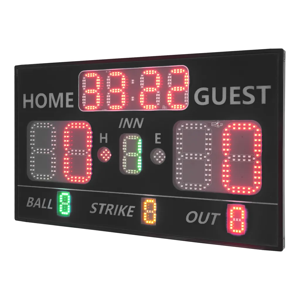 Tableau d'affichage numérique à LED noir avec télécommande pour baseball - 5