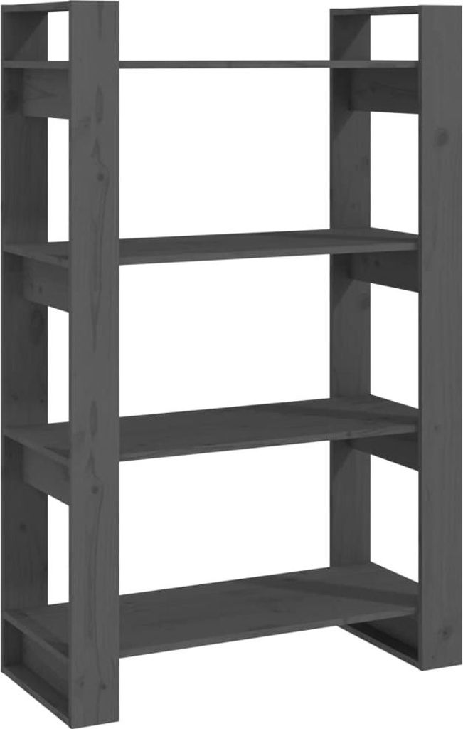 vidaXL Bücherregal/Raumteiler Grau 80x35x125 cm Massivholz Kiefer
