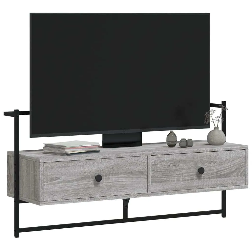 Mobile TV Sospeso Grigio Sonoma 100,5 cm | Arredo Parete Materiale Legno - 3