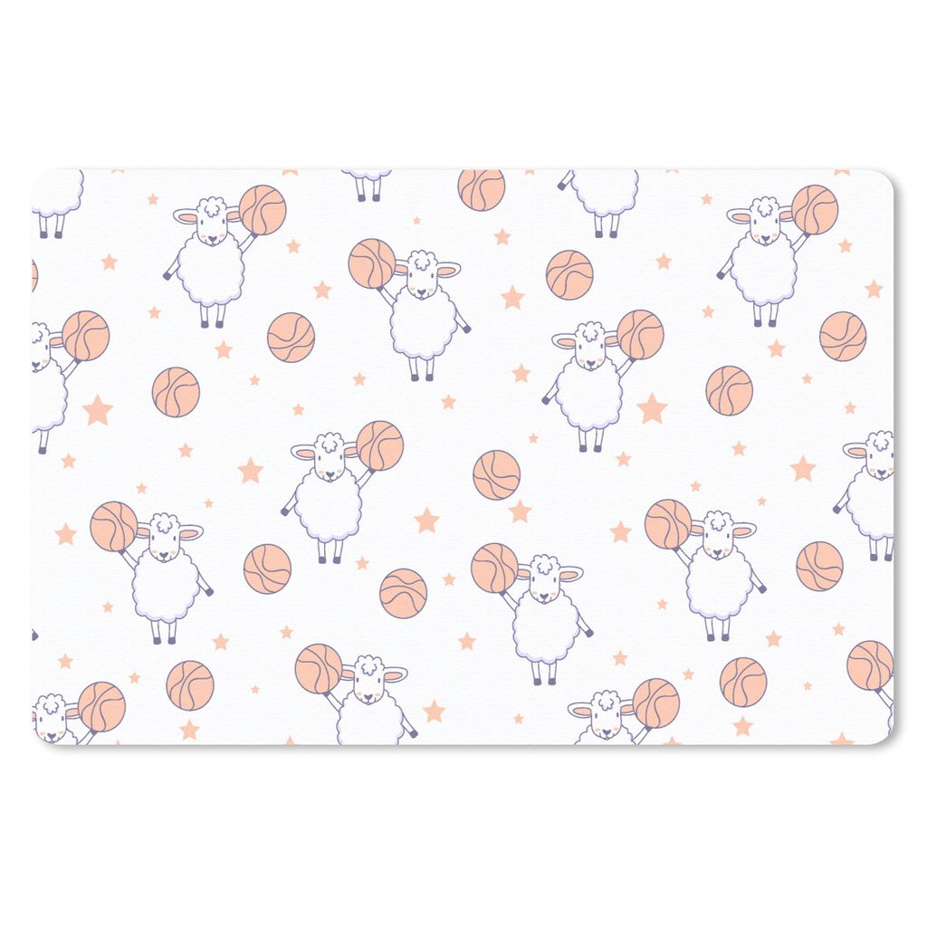 MuchoWow Mauspad Mousepad Basketball - Muster - Schafe 27x18 cm - Mousepads - Maus Mat - Pad - Mausunterlage - Büroartikel - Desk Matten
