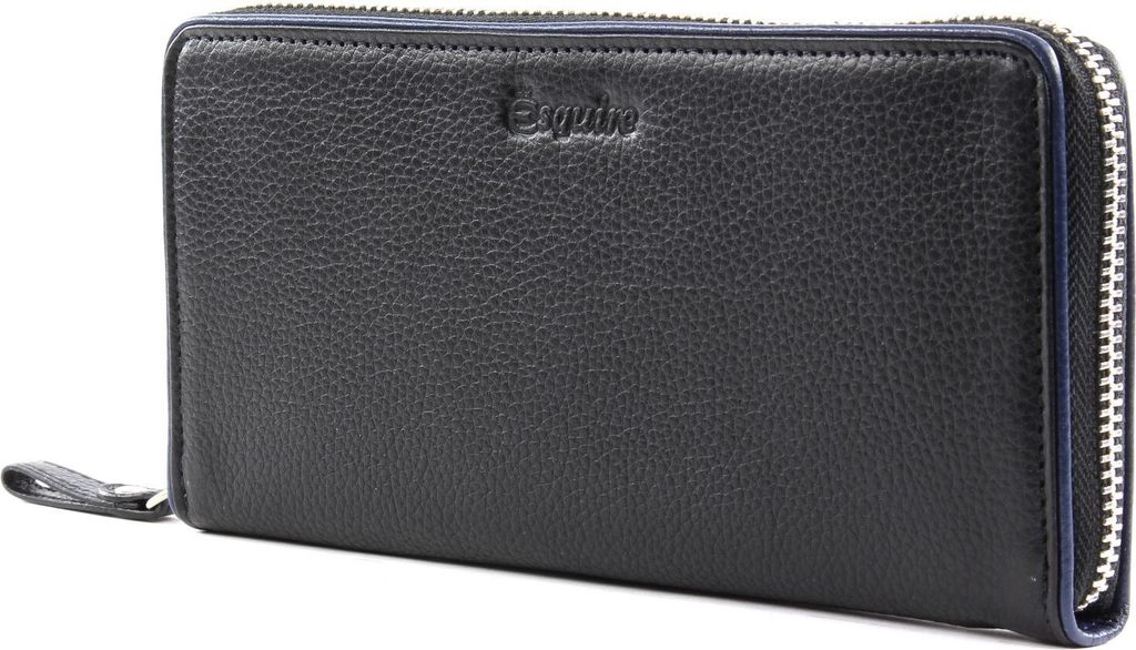 Esquire Geldbörse Piping Zip Around Wallet Black / Roy schwarz blau
