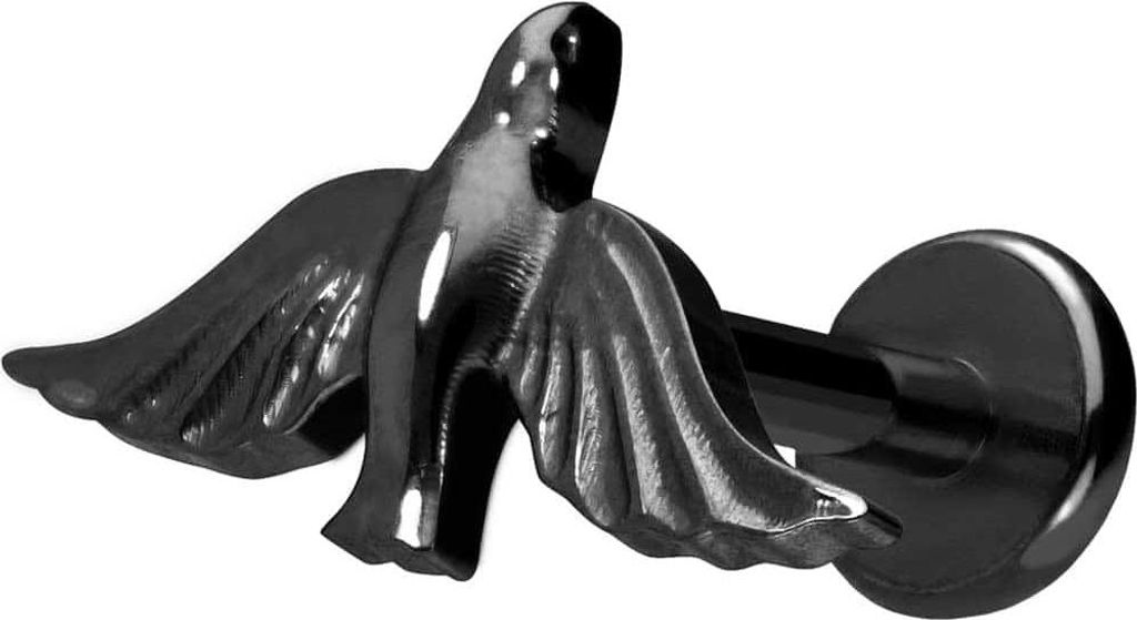 Ohrpiercing, Nasenpiercing Titan Labret mit Push Fit TAUBE Schwarz Stablänge: 9mm | Stabstärke: 1,2mm