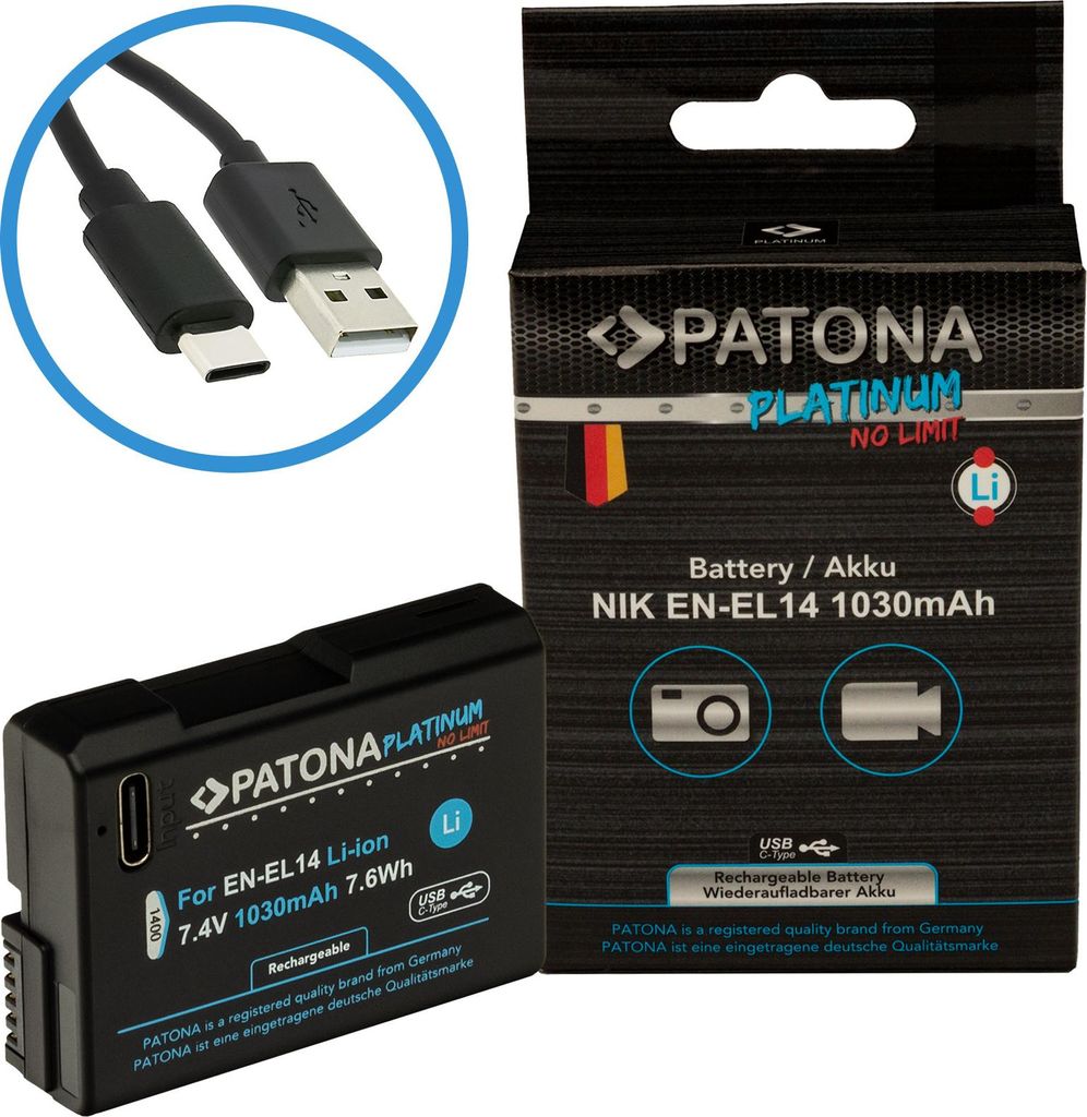 PATONA Platinum Akku mit USB-C Input für Nikon EN-EL14