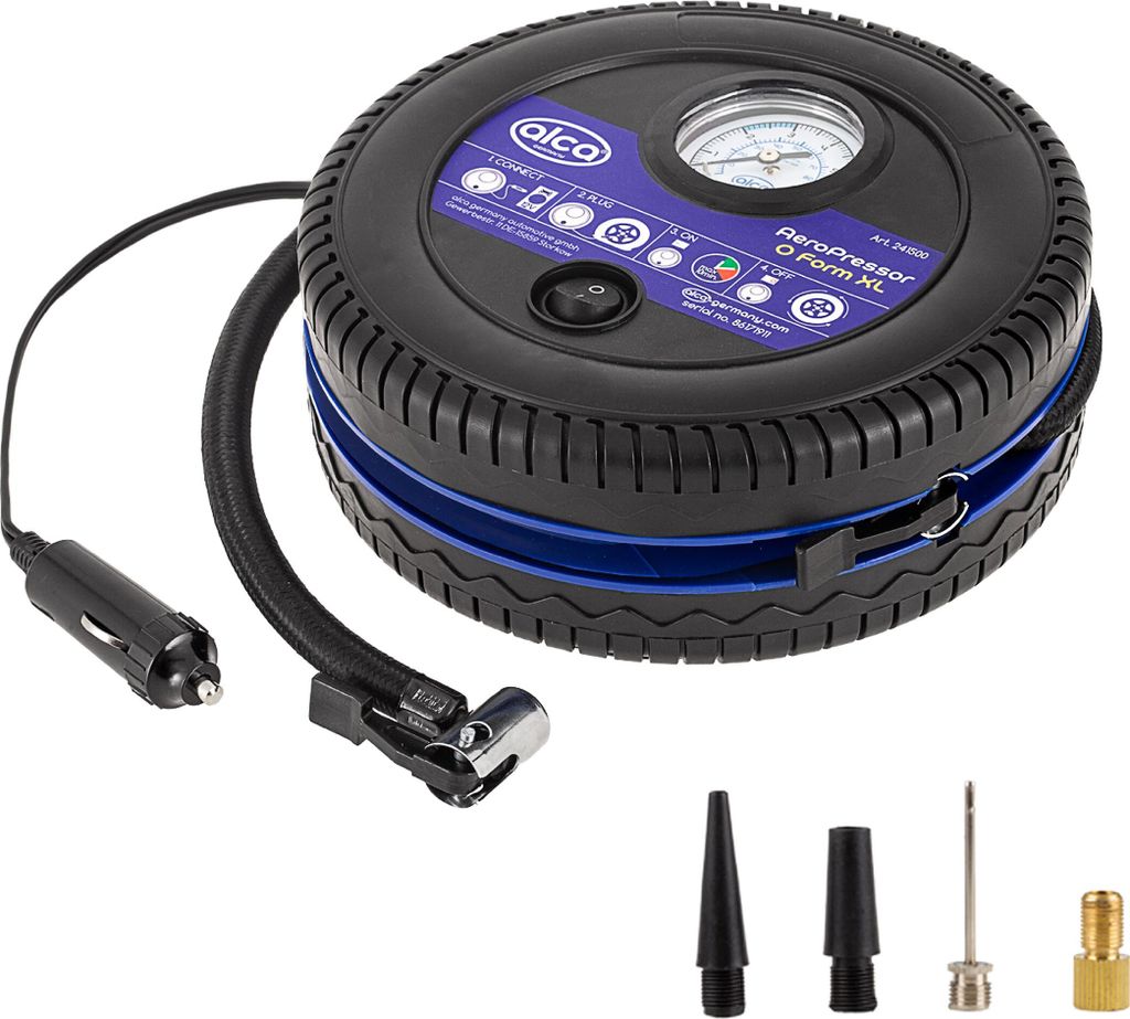 alca Kompressor mini in O Form, elektrische Auto Luftpumpe 12V Luftkompressor, Zigarettenanzünder