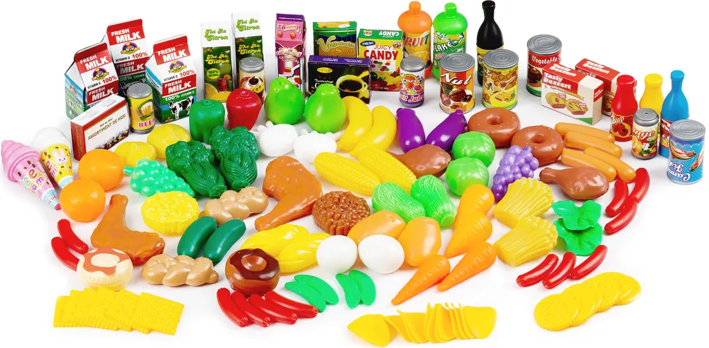 Assortiment de 120 aliments factices multicolores pour jeu d'éveil
