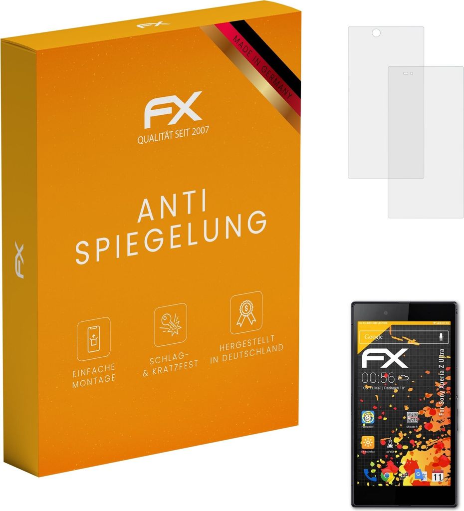 atFoliX FX-Antireflex 3x Schutzfolie kompatibel mit Sony Xperia Z Ultra Displayfolie