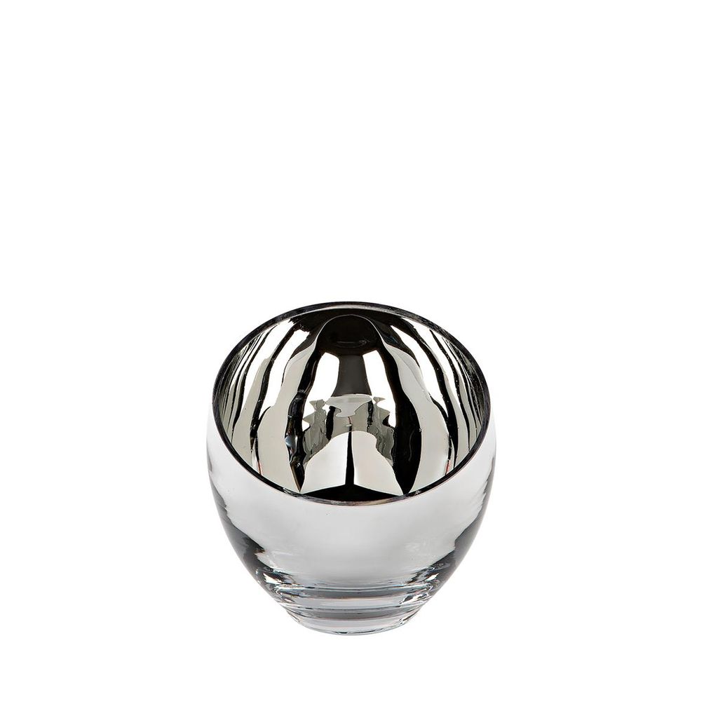 Fink CANDY, Teelichthalter, Glas, silberfarben, H. 11 cm, Produktbild 