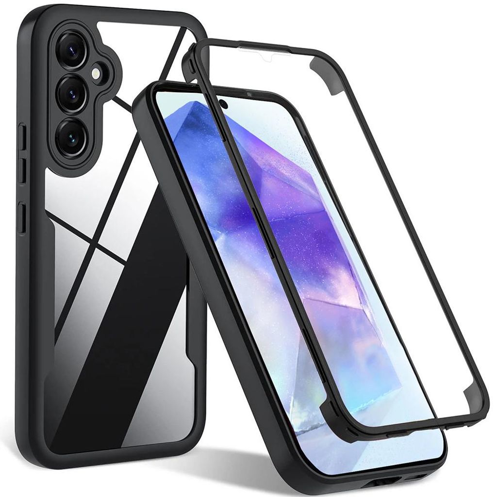 Techsuit ColorVerse 360 Vollschutzhülle mit Displayschutzfolie für Samsung Galaxy S24 FE - Schwarz