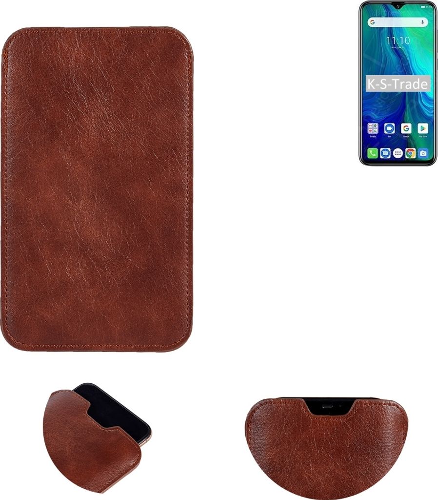 K-S-Trade Schutzhülle Handyhülle kompatibel mit Ulefone Power 6 Handytasche Kunstleder Sleeve in braun