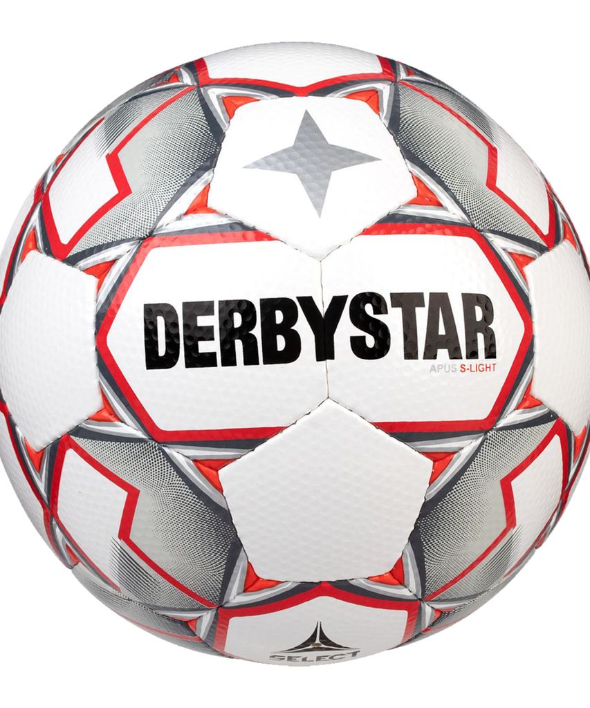 Derbystar Apus S-Light weiss grau Fußball rot