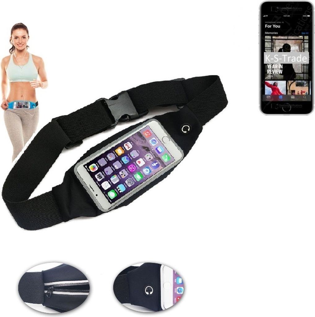 K-S-Trade Jogging-Armband kompatibel mit Apple iPhone SE (2020) Gürteltasche Umhängetasche Bauchtasche schwarz Sport Running Jogging Fitness Laufen