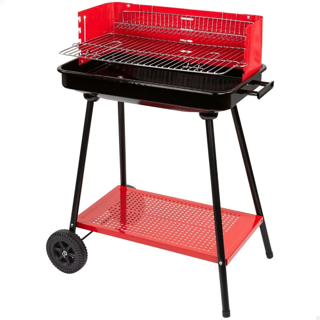 Aktive 52898 Barbecue Rectangulaire Charbon et Bois 66x44x85cm 6 Places