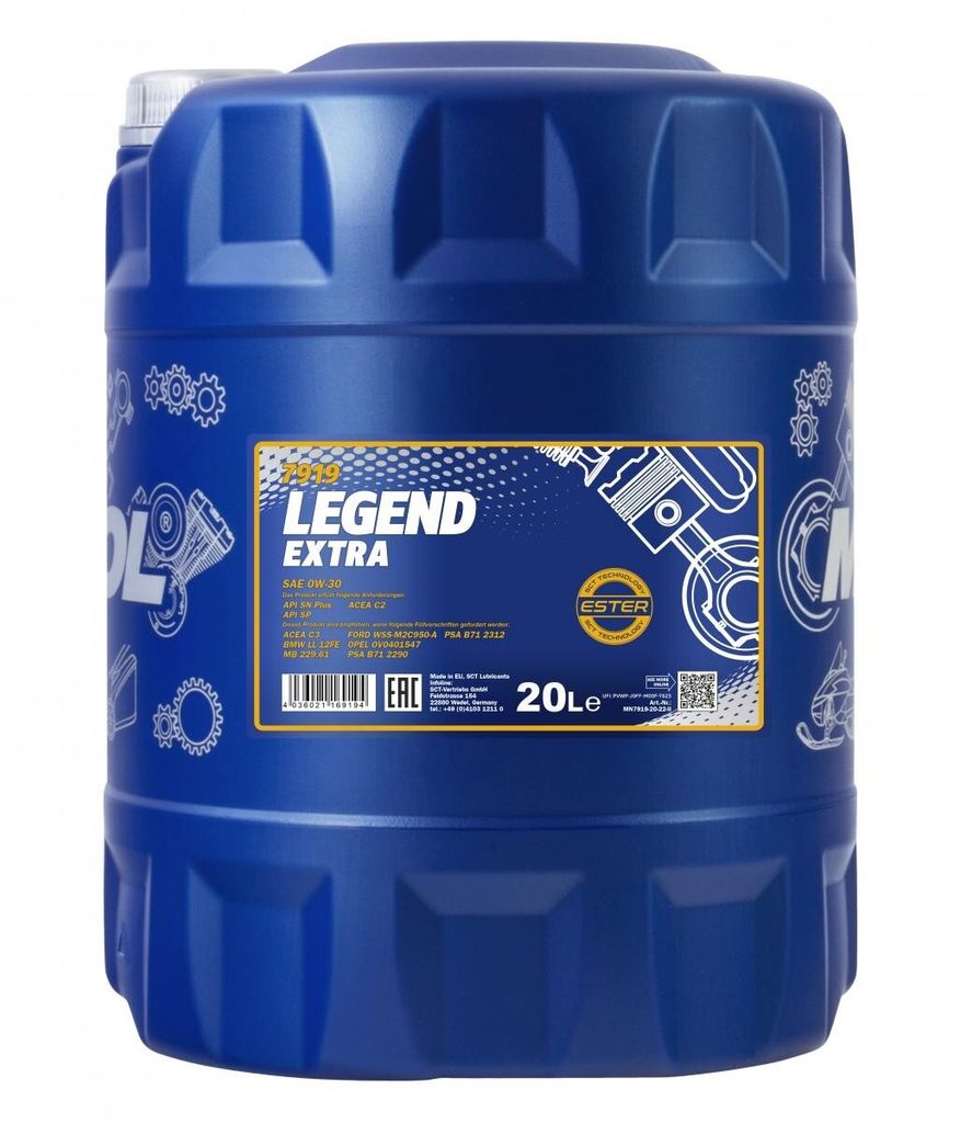 20 Liter MANNOL 0W-30 LEGEND EXTRA BMW Longlife-12 FE MB Produktbild 