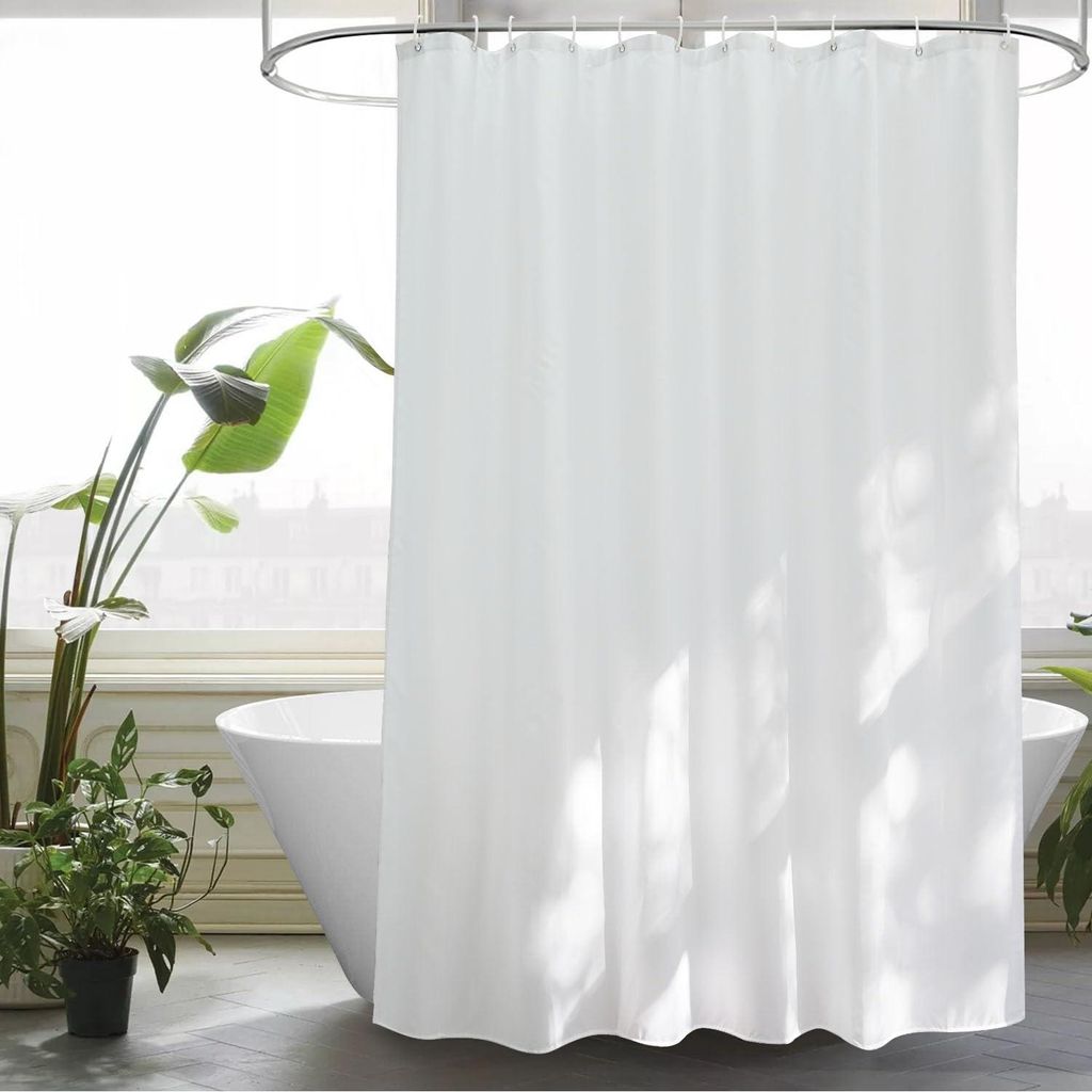 Rideau de douche 160 x 200 cm, tissu blanc, résistant à la Image du produit 