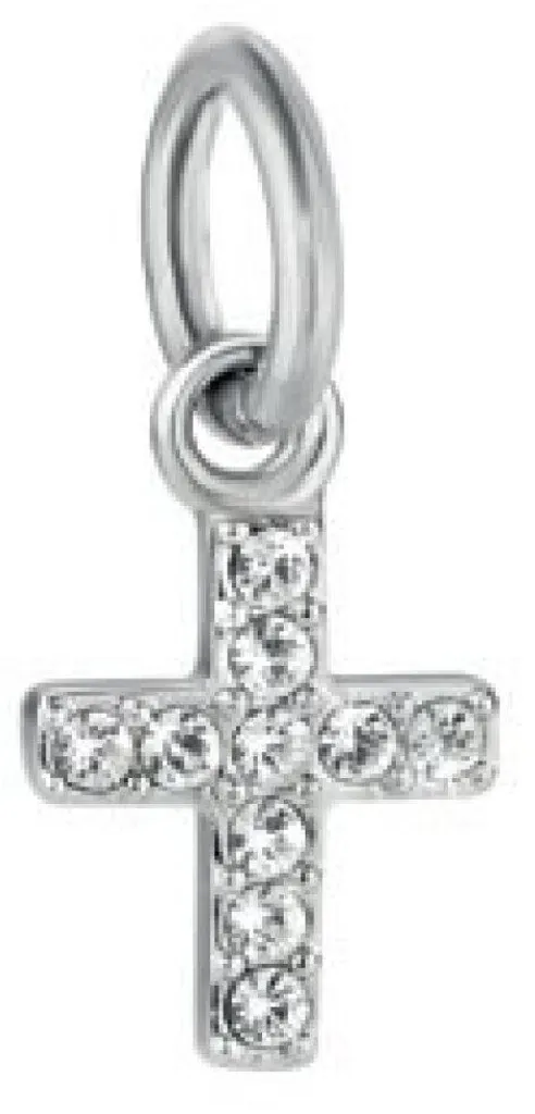 Pendentif Croix Acier Inoxydable Argenté - Finition Gouttes SCZ700
