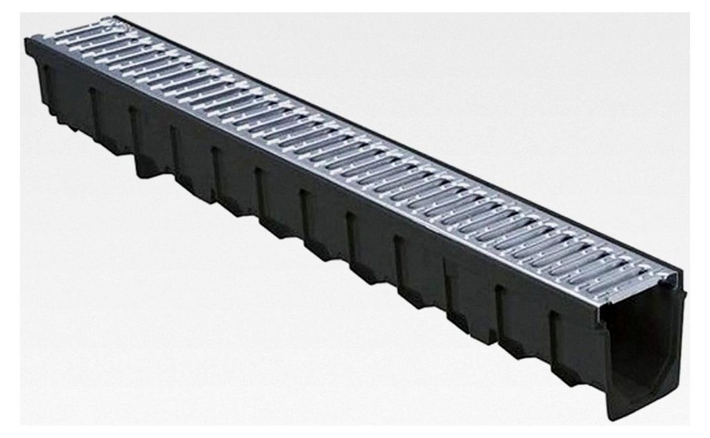 FLUID Komplettset Rinne mit verzinktem Stegrost A15 1 m