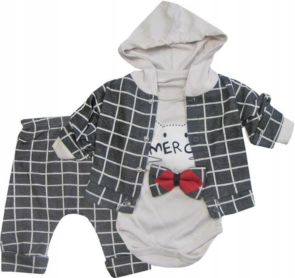 3-teiliges Set für 3-6 Monate (62 cm) Sweatshirt + Body + Hose CAT Graphit BE102