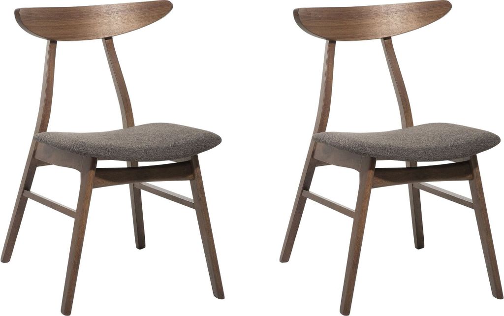 BELIANI Esszimmerstuhl 2er Set Dunkelbraun Holz mit Produktbild 