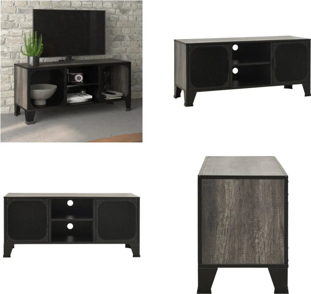 vidaXL Mobile TV grigio 105x36x47 cm in metallo e MDF - Mobile TV - Mobile TV - Tavolo TV - Tavoli TV