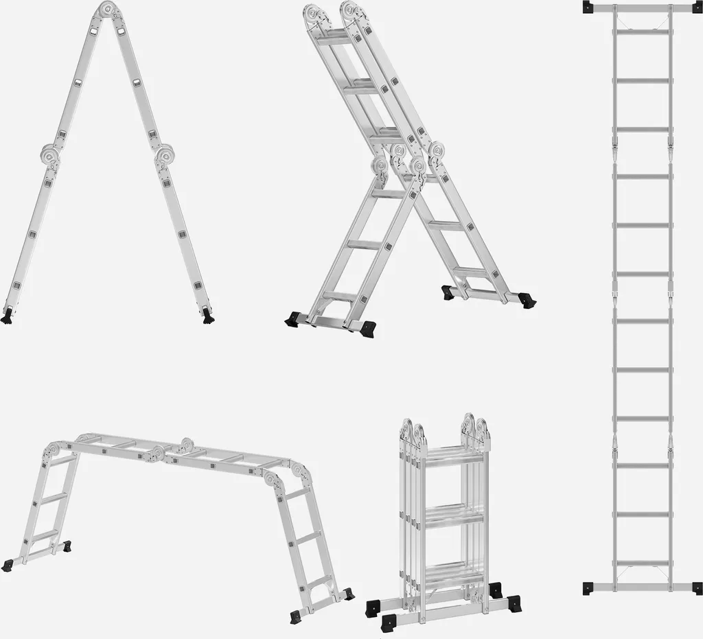 Échelle Multi-Position 12 Marches Aluminium pour Rénovation et Jardin