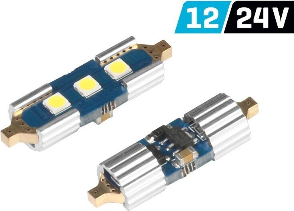 VISION Soffitten SV8.5 31mm 12/24V Glühbirne 3x 3030 SMD LED, unpolar, CANBUS, weiß, 2 Stk.