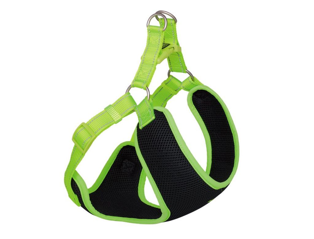 Nobby Geschirr "Black Mesh Reflect" neon gelb L: 48-56 cm + 50 cm, B: 15 mm