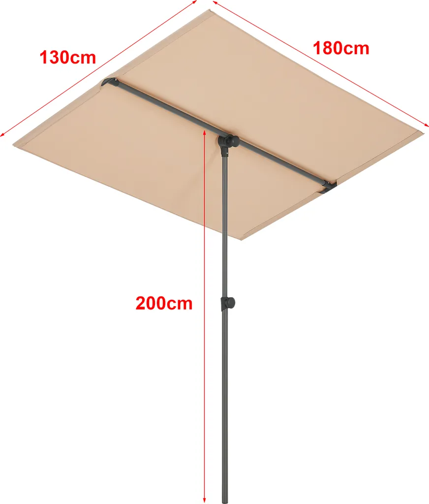Parasol rectangulaire inclinable pour balcon et terrasse sable UV50+ - 3