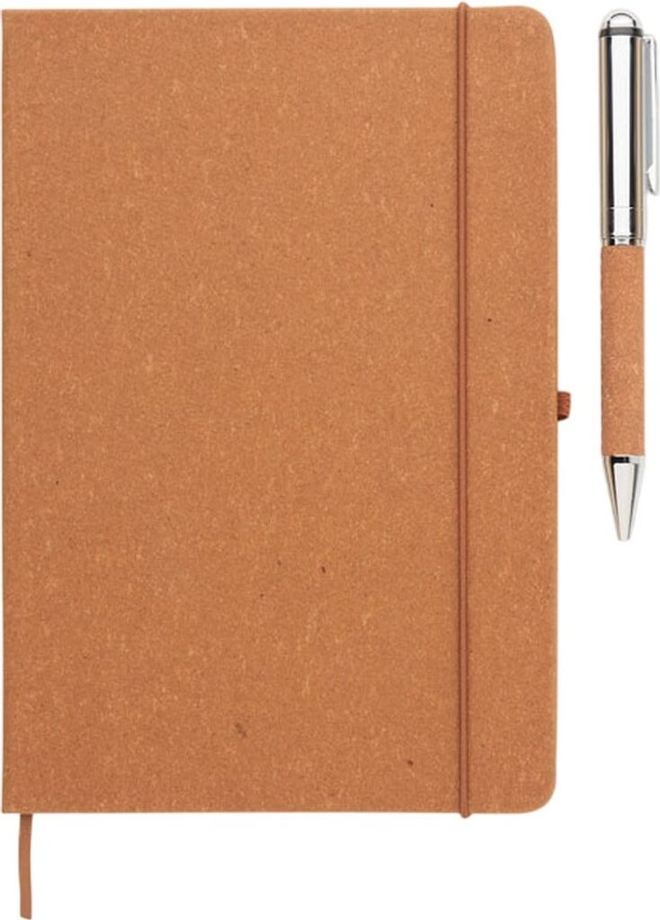 MidOcean - Notizbuch und Stift "Eleganote", Leder MO535 (19,4 cm x 24 cm x 1,6 cm) (Beige)