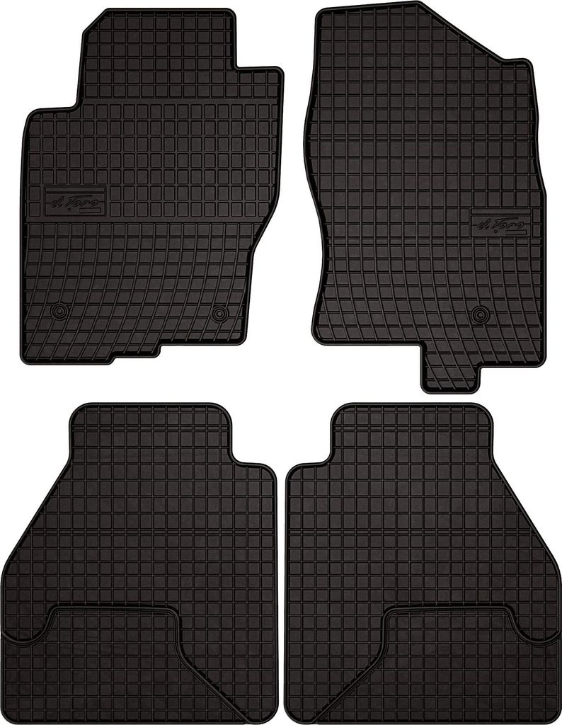 Gummifußmatten passend für Nissan Navara III D40 FL (Abholung, Bj. 2010-2014) – schwarz, passgenau, mit Befestigungen set 4 Stk. - Gummi-Autom...