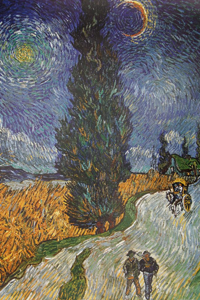 Vincent Van Gogh Kunstdruck Bild - Straße Mit Zypresse Und Stern, 1890 (180 x 120 cm)