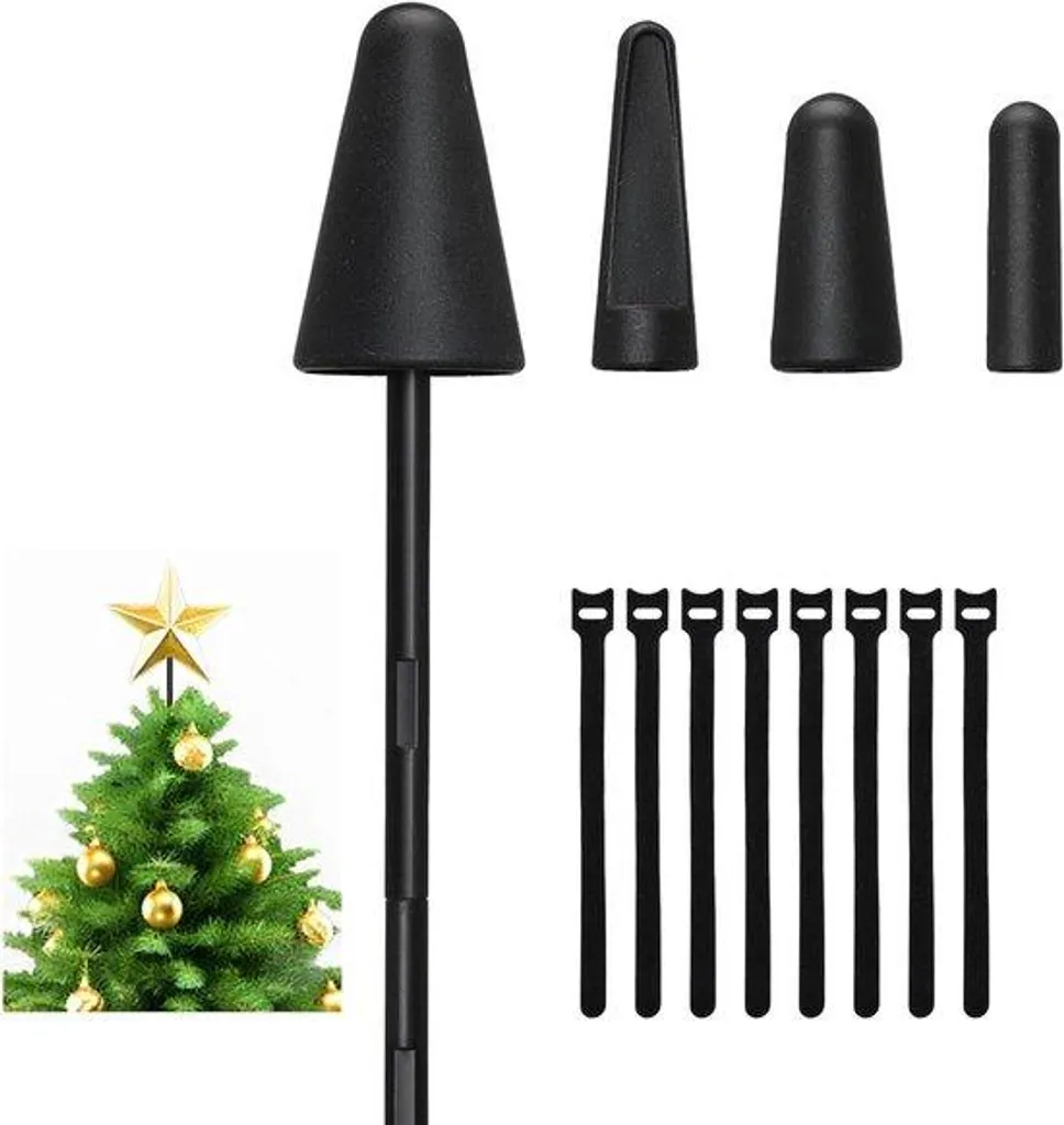 Allecto Premium Support de Pointe de Sapin de Noël Noir Brillant Durable