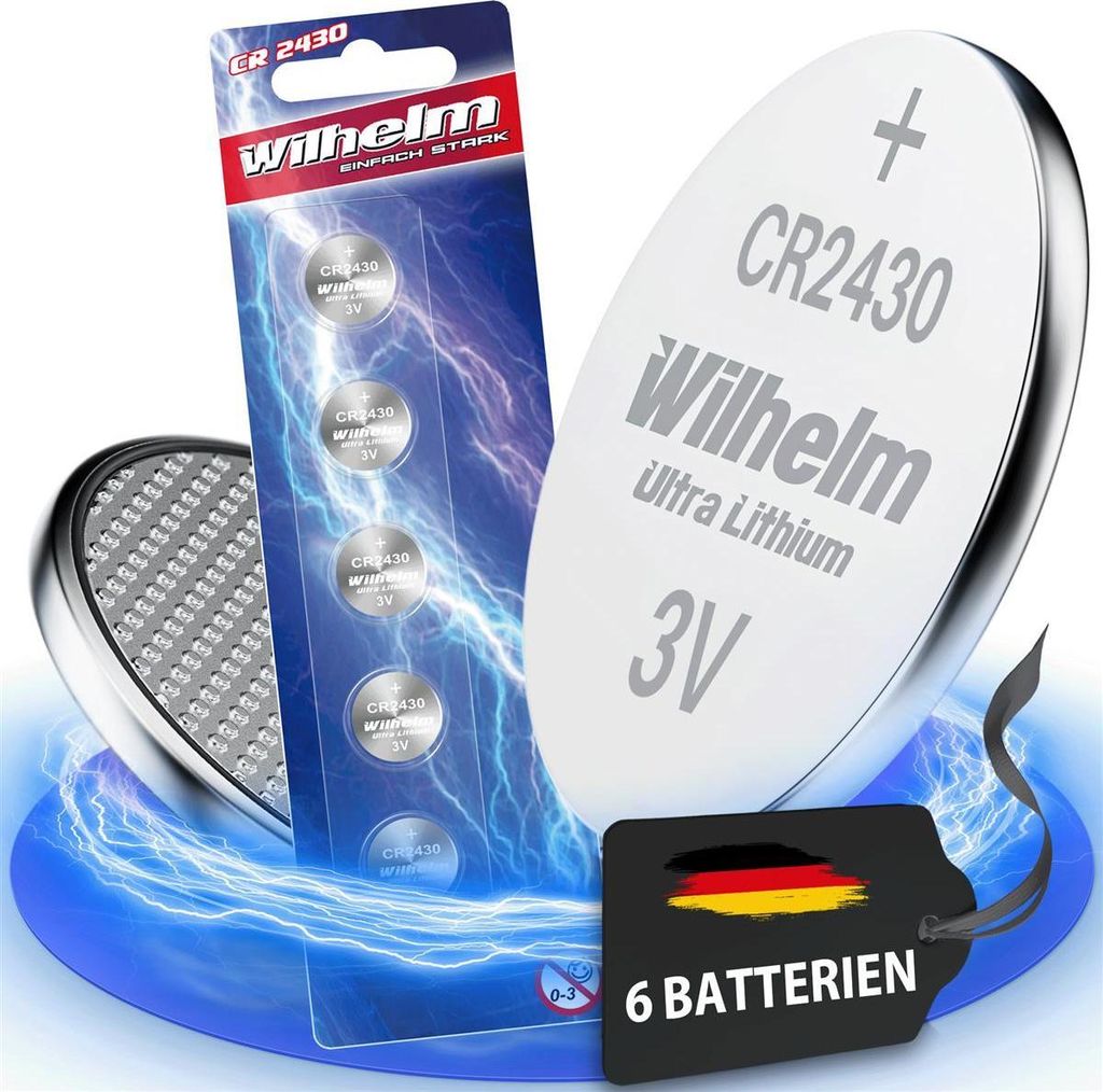 6 x Wilhelm CR2430 Blister Lithium Knopfzellen