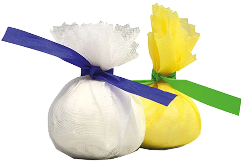 Protège-citron en tissu jaune avec lien vert - Mousseline de table