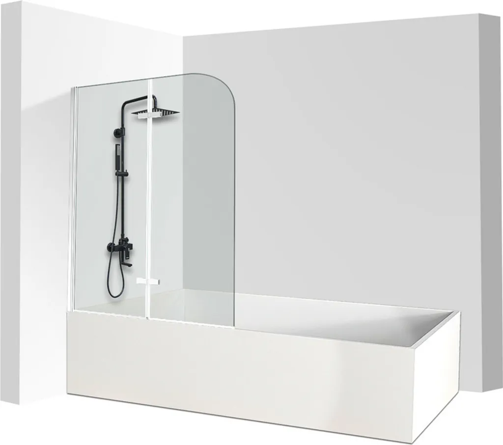Parete Vasca Pieghevole 100x140 cm Cristallo 6mm NANO Anticalcare