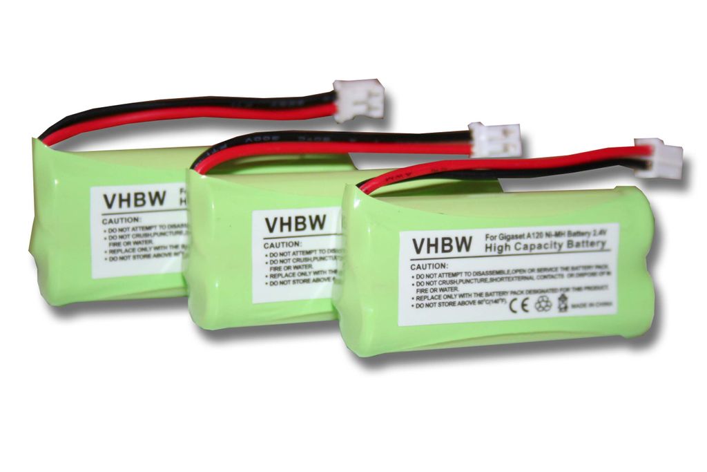 vhbw 3x NiMH Akku 700mAh (2.4V) kompatibel mit schnurlos Festnetz Telefon Siemens Gigaset AL14H, AS14, AS140 Ersatz für V30145-K1310-X359, V30145-...