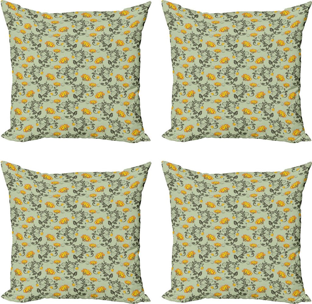 ABAKUHAUS viktorianisch Kissenbezug Set (4 Stück), Antike Curlicue Peduncle, Moderner Doppelseitiger Digitaldruck, 60 cm x 60 cm, Mehrfarbig